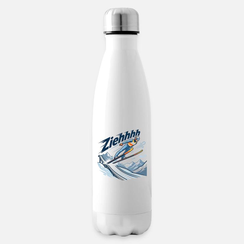 Ziehhhh Skispringen Flug durchs Stadion - Isolierflasche - Weiß