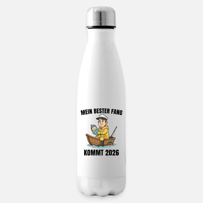 Vaterschaft 2026 Angler Werdender Papa - Isolierflasche - Weiß