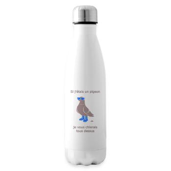 Pigeon Provocateur Bottes Bleu Clair Humour - Bouteille isotherme - blanc - Droite