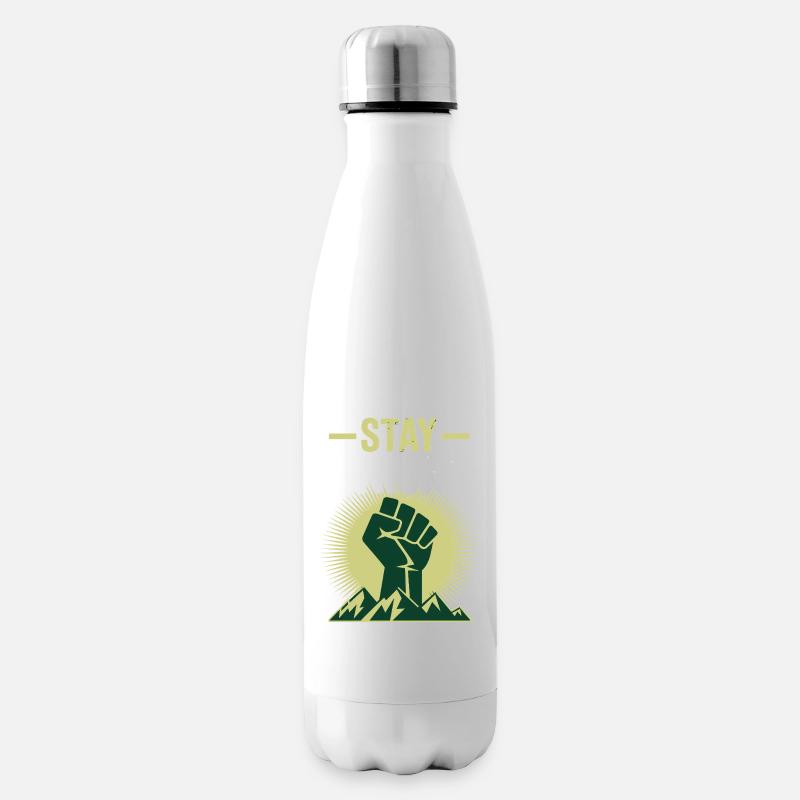 Stay Strong - Power Faust Berge Design - Isolierflasche - Weiß