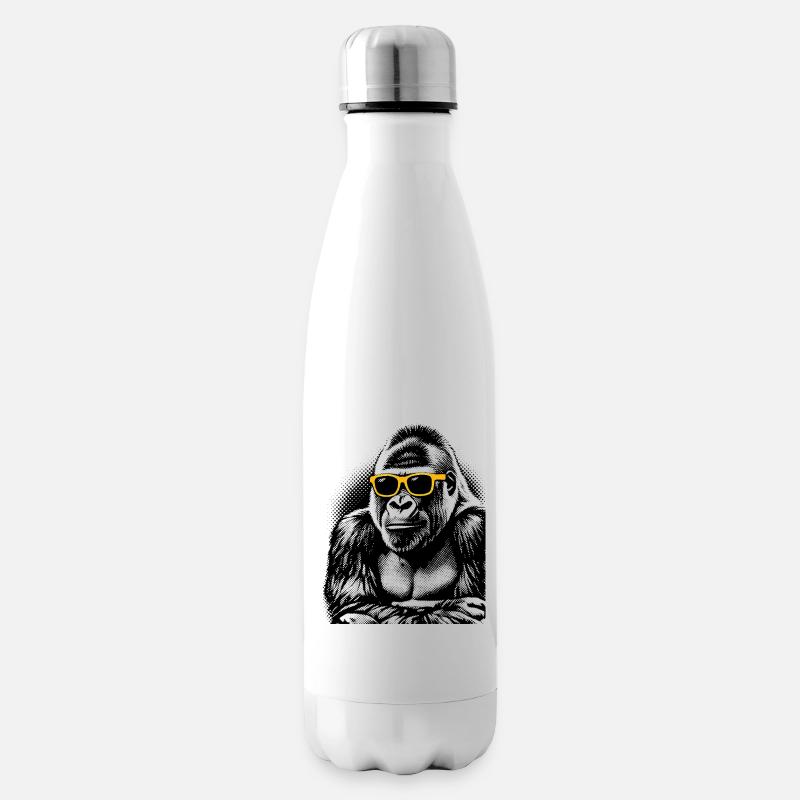 Gorilla Halftone – Neon Gelbe Sonnenbrille - Isolierflasche - Weiß