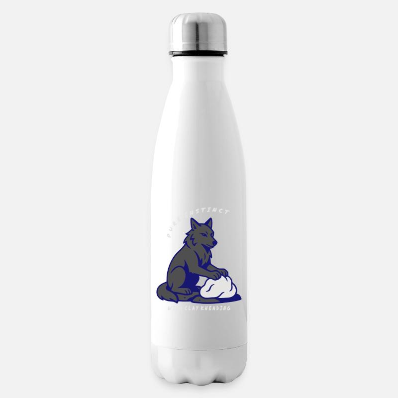 Wolf Instinct: Clay Kneading - Insulated Water Bottle - white