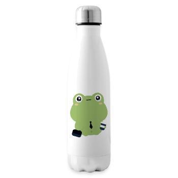 Tired Office Frog in Tie - Insulated Water Bottle - white - Right