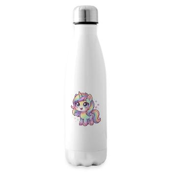Pastellregen-Einhorn Chibi - Isolierflasche - Weiß - Rechts