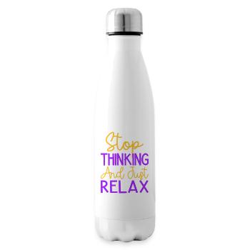 Yoga Stop Thinking & Just Relax Funny Yoga - Insulated Water Bottle - white - Right
