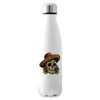 Zuckerschädel Sombrero Blumenkunst - Isolierflasche - Weiß - Rechts