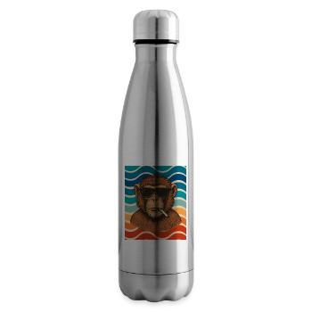 Wave Chimp with Sunglasses - Insulated Water Bottle - silver - Right
