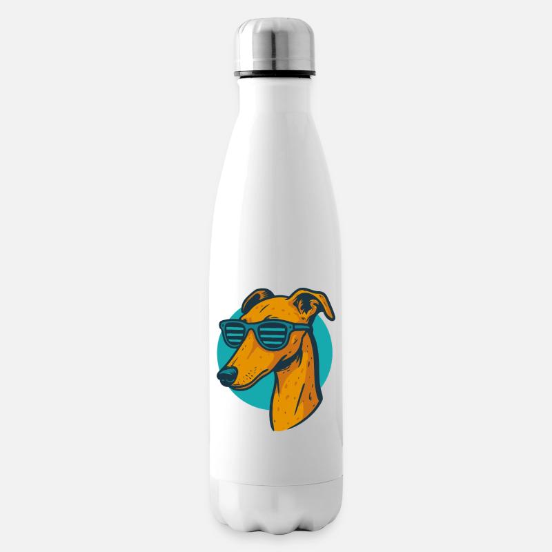 Windhund, Galgo Sonnenbrille Pop-Art - Isolierflasche - Weiß
