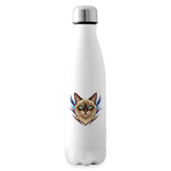 Siam Katzenporträt Neon Akzente - Isolierflasche - Weiß - Rechts