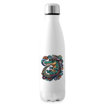 Retro Crocodile Creative Tropics Pattern Summery - Insulated Water Bottle - white - Right