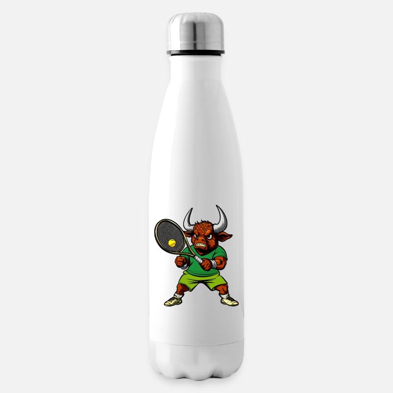 Stier Tennisspieler - Isolierflasche - Weiß