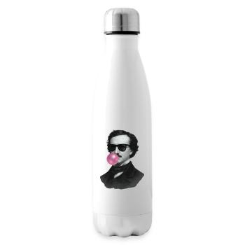 Edgar Allan Poe with chewing gum and sunglasses - Insulated Water Bottle - white - Right