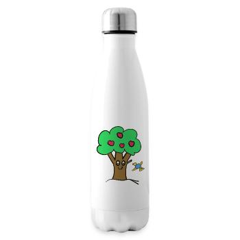 Apfelbaum Baum Natur  Vogel - Isolierflasche - Weiß - Rechts