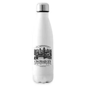 Cincinnati Skyline Silhouette Druck - Isolierflasche - Weiß - Rechts