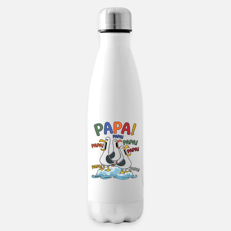 Lustige Papa Möwen auf Eisscholle - Comic Design - Insulated Water Bottle - white