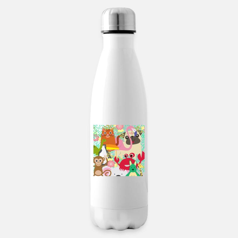 Bunte Tierwelt! - Isolierflasche - Weiß