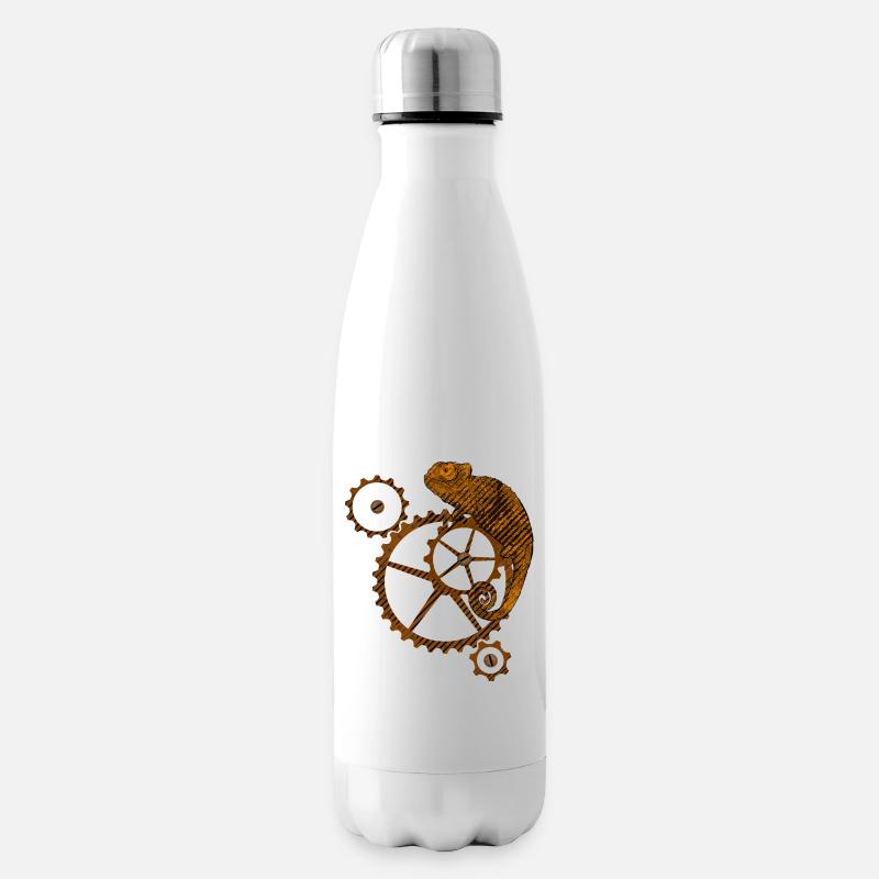 Steampunk Chamäleon - Isolierflasche - Weiß