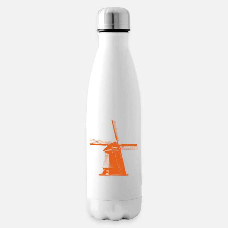 Windmühle Niederlande - Isolierflasche - Weiß