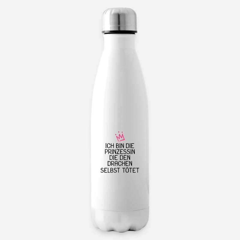 Prinzessin Spruch Drache Geschenk - Isolierflasche - Weiß
