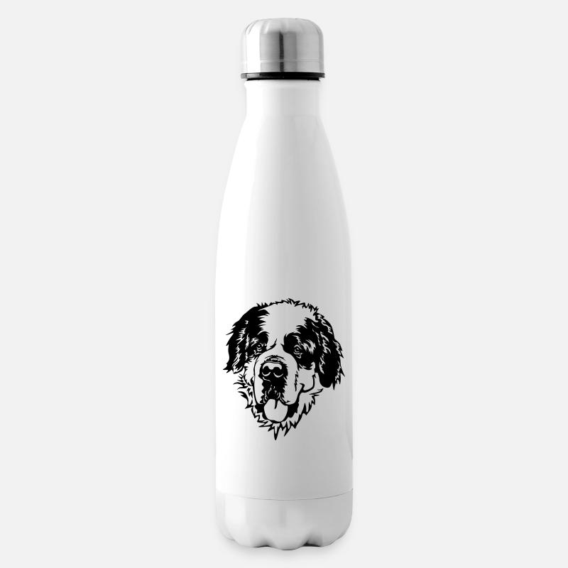 Bernhardiner Kopf - Isolierflasche - Weiß