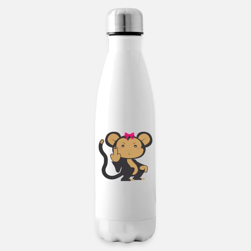 Genervter, süßer Affe mit Schleife - Isolierflasche - Weiß