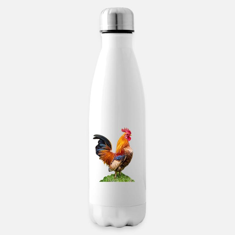 stolzer, männlicher Hahn. Freigestellt,Chef Symbol - Isolierflasche - Weiß