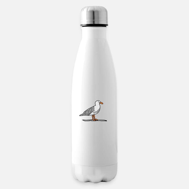 Möwe auf Stein - Isolierflasche - Weiß