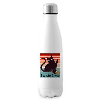 I do what I want. Funny cat spilling a coffee cup - Insulated Water Bottle - white - Right