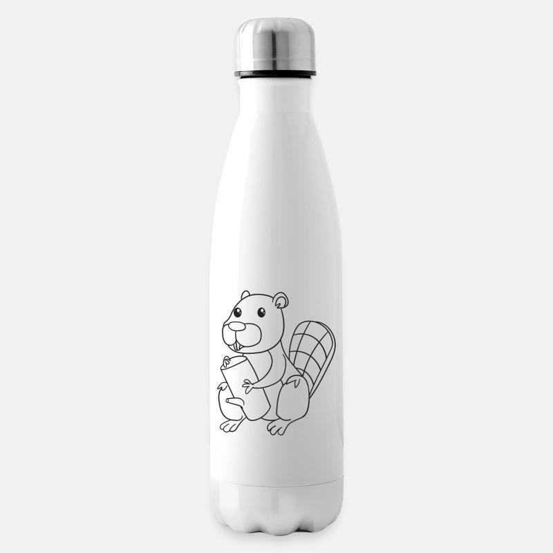 Castor, rongeurs, cadeau, idée cadeau - Bouteille isotherme - blanc
