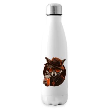 Cooler Fuchs mit Sonnenbrille, Hut und Bier - Isolierflasche - Weiß - Rechts