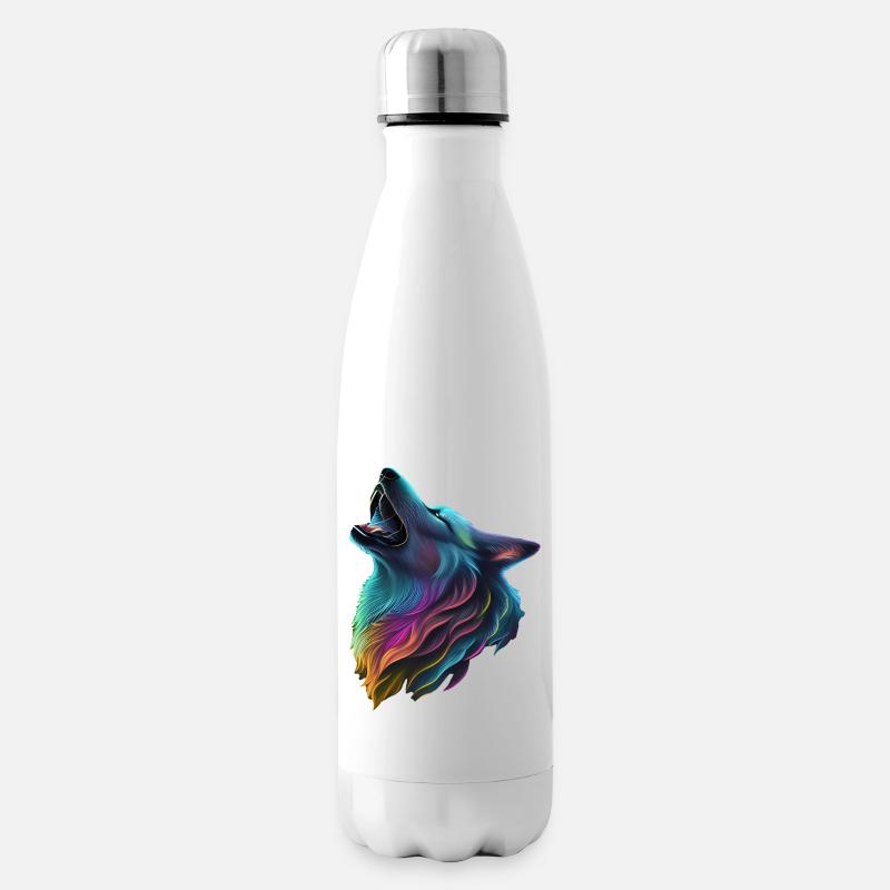 Bunter Wolf - Isolierflasche - Weiß