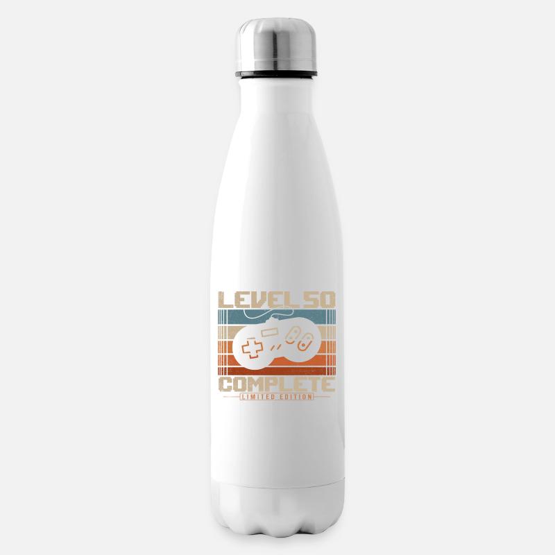 50 Cadeau d’anniversaire 50 ans Niveau 50 Complet - Bouteille isotherme - blanc