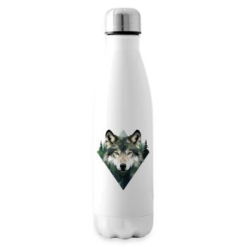 Wolf Wald Berge Wölfe Natur Tiere - Isolierflasche - Weiß - Rechts