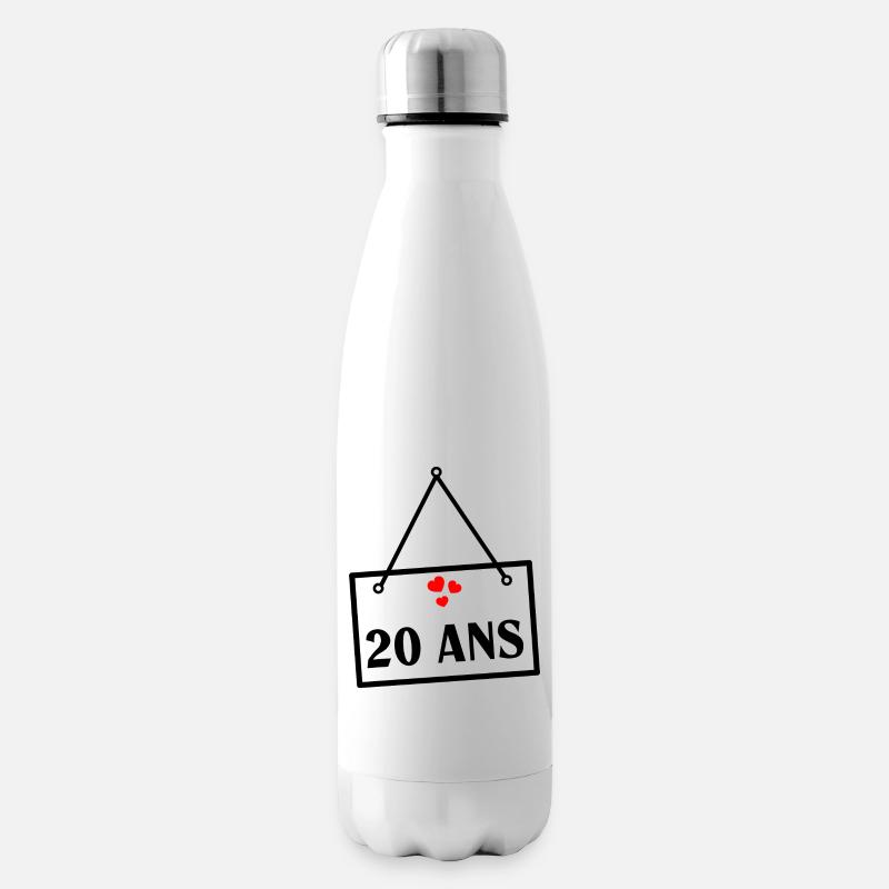 20. 20 ANS. 20e ANNIVERSAIRE. ANNIVERSAIRE 20 ANS. - Bouteille isotherme - blanc