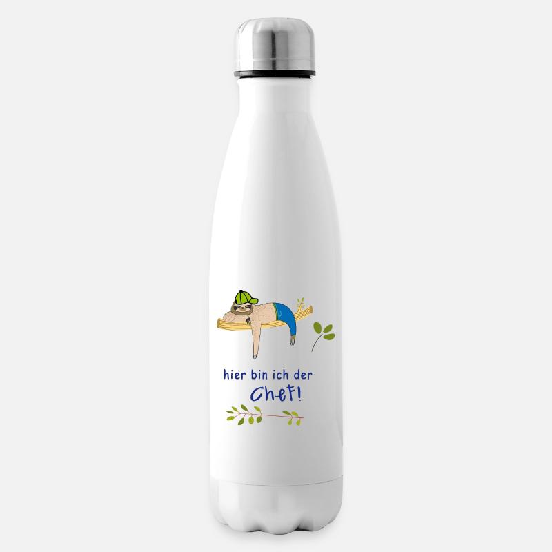 hier bin ich der Chef Faultier - Isolierflasche - Weiß
