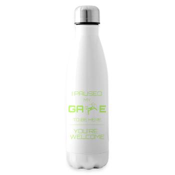 J’ai mis mon jeu Lime en pause - Bouteille isotherme - blanc - Droite