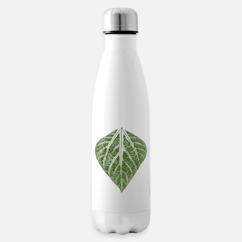 Bohnenblatt / Blätter Abdruck der Bohne - Isolierflasche - Weiß