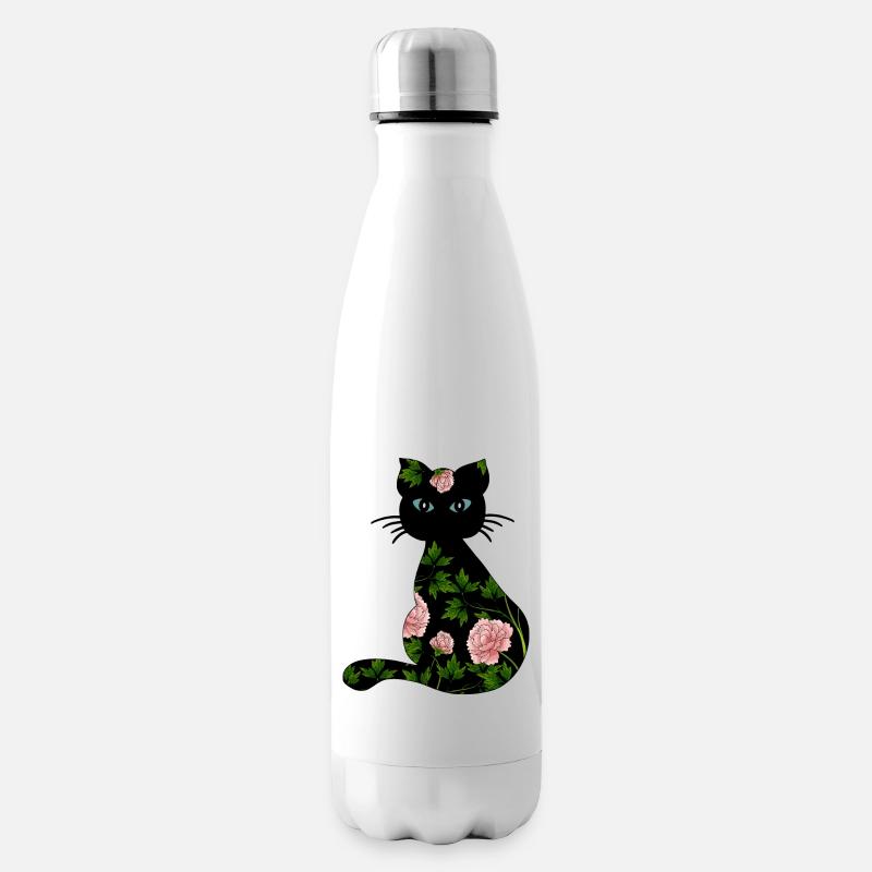 Cat - Insulated Water Bottle - white