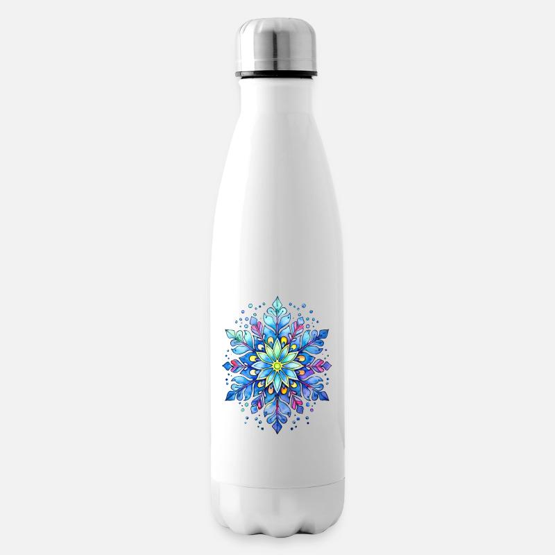 Schneeflocke in Form eines Mandalas - Isolierflasche - Weiß