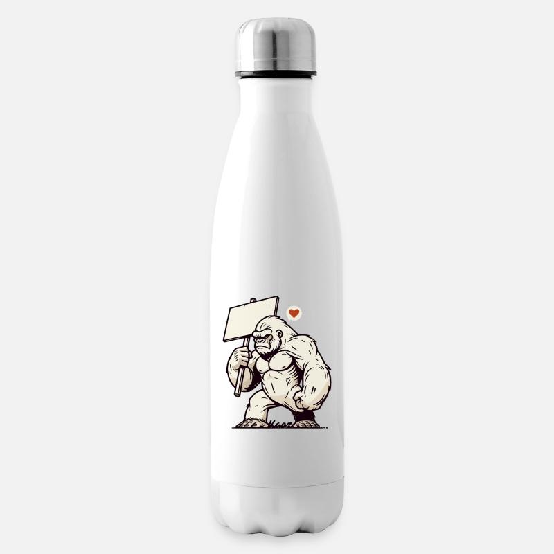 Wilder Gorilla, dein Text auf einem Schild - Isolierflasche - Weiß