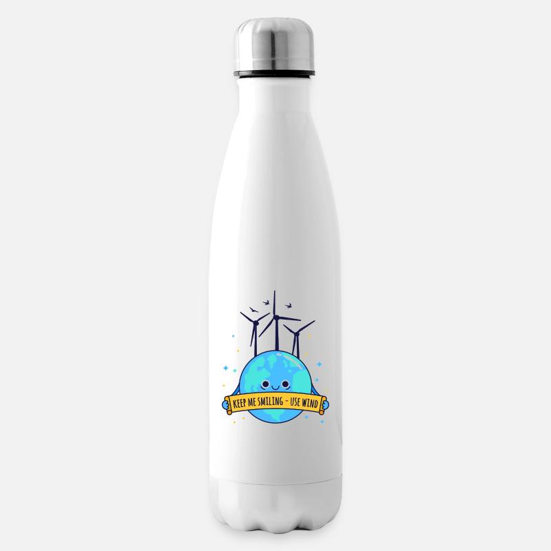 Lächelnde Erde dank Windkraft – Für eine saubere Z - Isolierflasche - Weiß