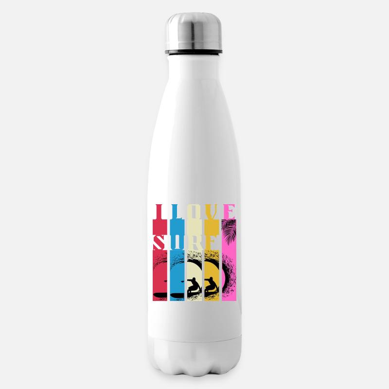 Mehrfarbige Surfwellen - Isolierflasche - Weiß