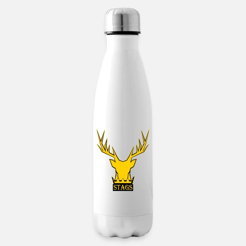 Logo de la couronne de cerf doré - Bouteille isotherme - blanc
