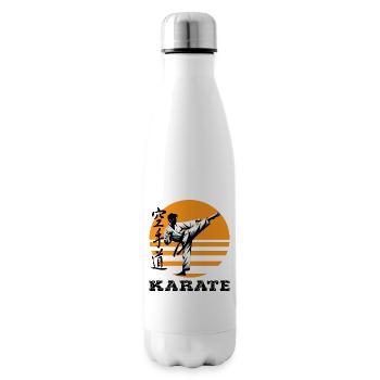 Karatensilhouette im Sonnenkreis - Isolierflasche - Weiß - Rechts