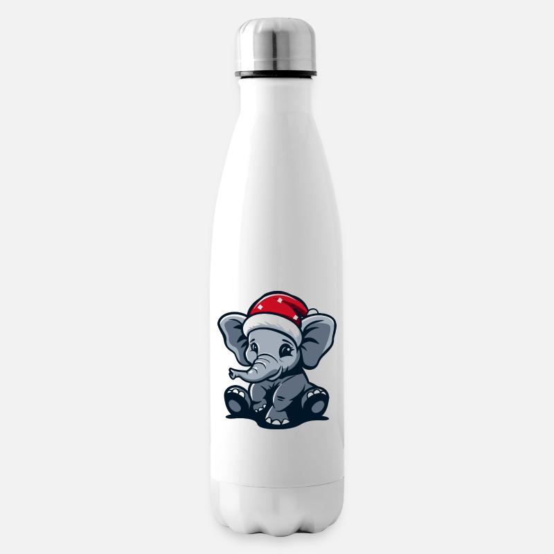 Noël des éléphants - Bouteille isotherme - blanc
