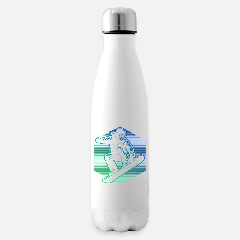 Snowboardeurs en pente néon - Bouteille isotherme - blanc