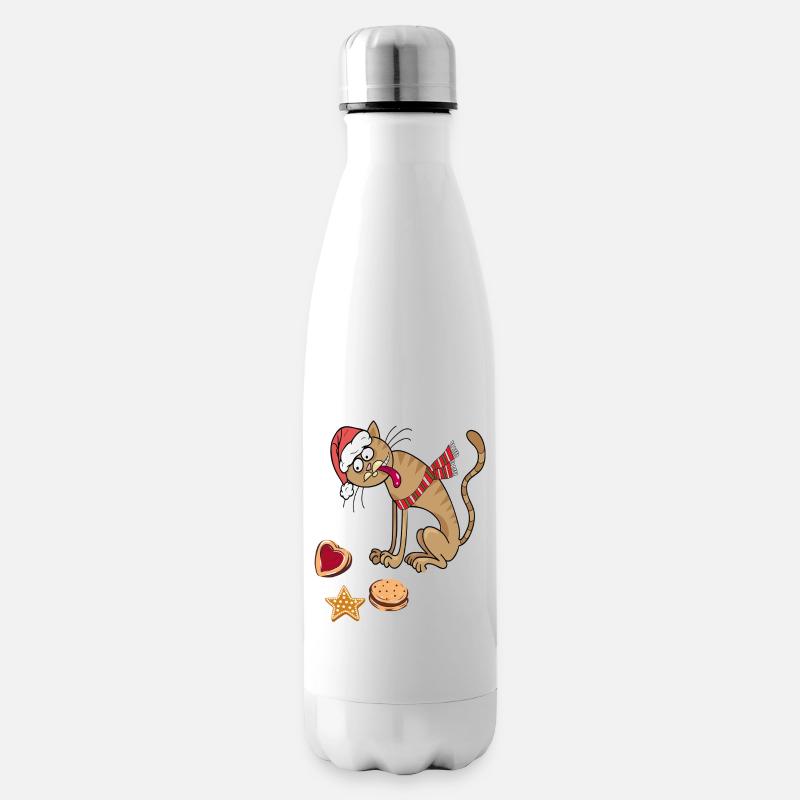 Chat de Noël avec chapeau et écharpe - Bouteille isotherme - blanc