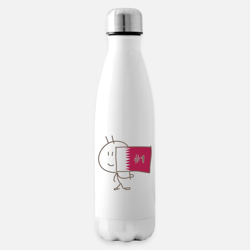 Drapeau_du_Qatar_floque_d-un_#1 - Bouteille isotherme - blanc
