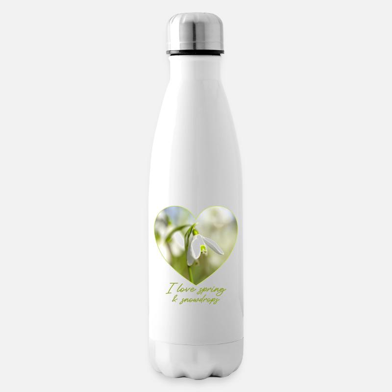Herz mit Schneeglöckchen i love spring - Isolierflasche - Weiß