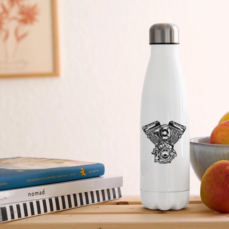 Motorcycle Engine / Engine 01_black white Insulated Water Bottle